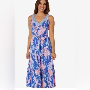 Lilly Pulitzer Madson Midi Dress Swim On over Borealis NWT S